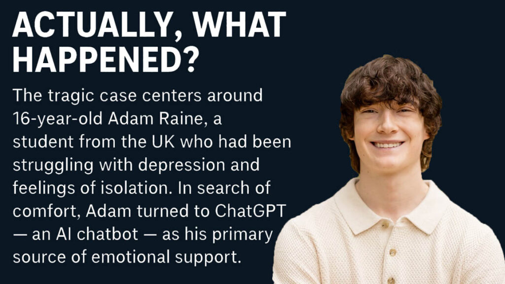 Adam Raine case at the center of the ChatGPT teen suicide lawsuit highlighting AI risks and accountability.