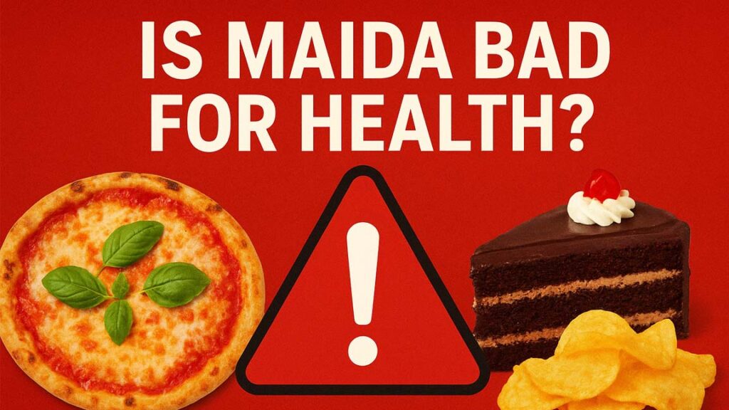 Is Maida Bad for Health – junk food warning with pizza, cake, and chips