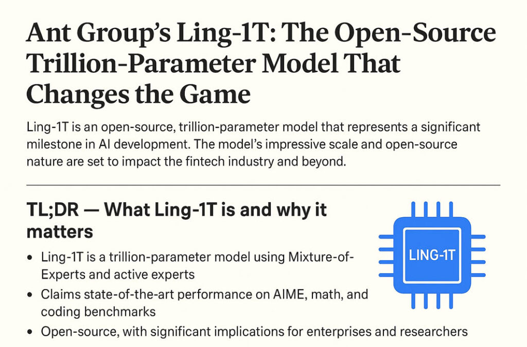 Ant Group’s Ling-1T open-source trillion-parameter model explained in overview image.