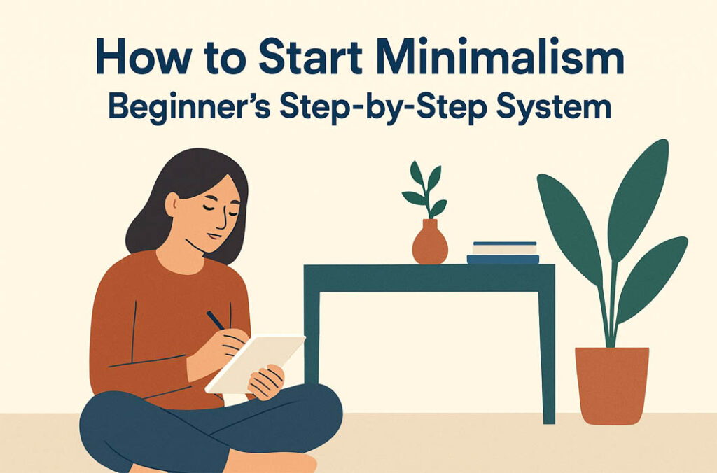 How to Start Minimalism: Beginner’s Step-by-Step System to simplify your space and habits.