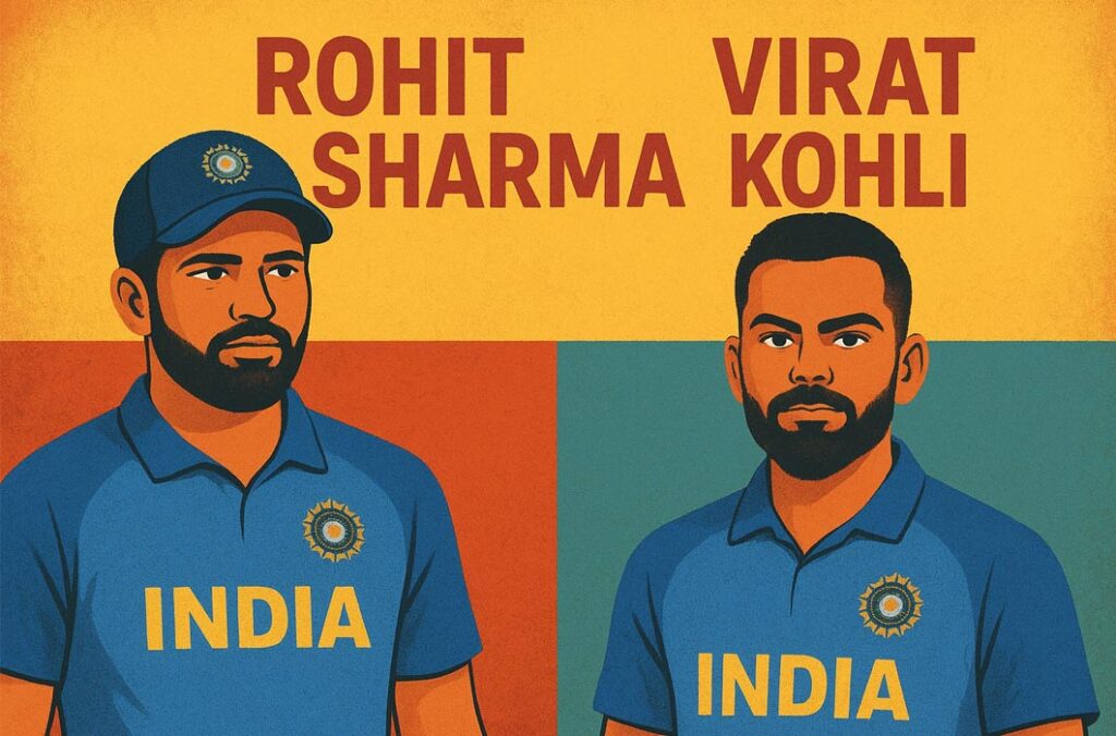 Shubman Gill New ODI Captain with senior players Rohit Sharma and Virat Kohli illustration